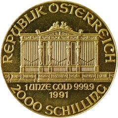 Zlatá mince Rakouska - 1 Oz Philharmoniker 1991