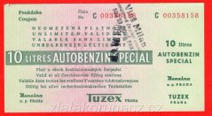 10 litrů autobenzínu - tuzexová poukázka serie: C Vinš Milan Nová Paka