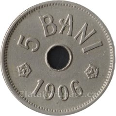 Rumunsko - 5 bani 1906 J