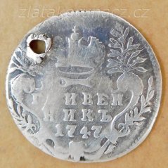 Rusko - 1 grivennik (10 kopějka) 1747