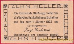 Wolfsegg - 10 haléřů - 1922