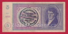 5 korun b.l.1938/1940 A 021 - ruční přetisk