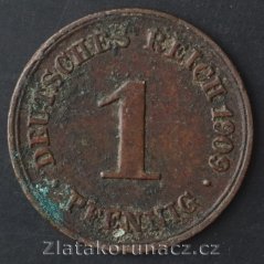 Německo - 1 Reich Pfennig 1909 F