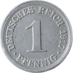 Německo - 1 Reich Pfennig 1917 D
