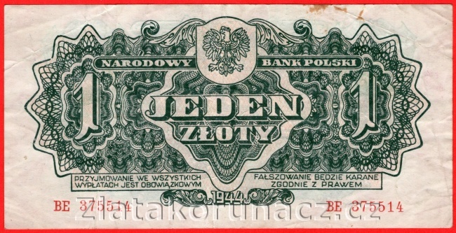 Polsko - 1 Zloty 1944 Obowiazkowym...