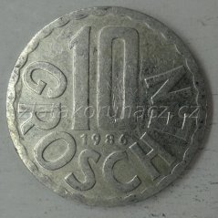 Rakousko - 10 groschen 1986