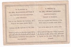 Los - 20 k - 50. Třídní loterie Protektorátu V. - E r.1944