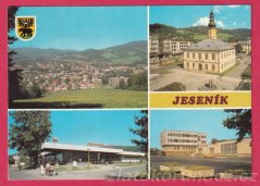 Jeseník - Celkový pohled , Náměstí Rudé Armády, Velkoprodejna Dukla, Hotel Zlatý chlum