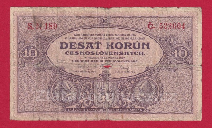 10 korun 1927  s. N 189