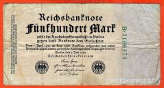 Německo - 500 mark 7.7.1922 - série B - zel.7 m.č.