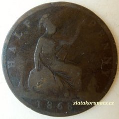 Anglie - 1/2 penny 1868
