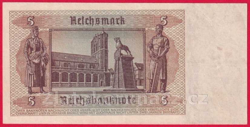 Německo - 5 Reichsmark 1.8.1942 T 8m. č.