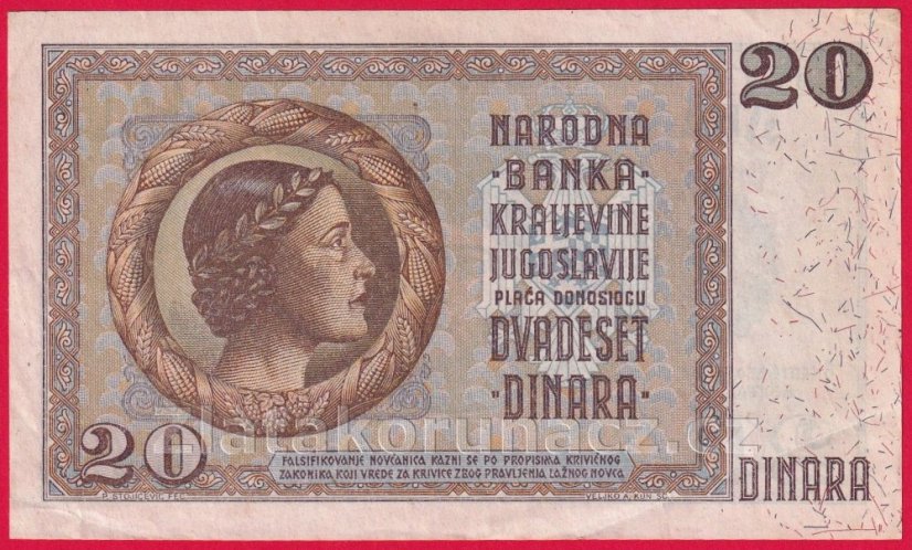 Jugoslávie - 20 Dinara 1936