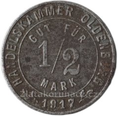 Německo - Oldenburg - 1/2 mark 1917