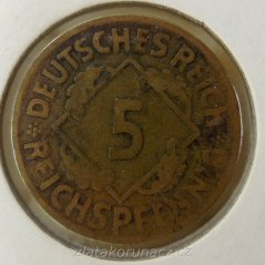 Německo - 5 Reichspfennig 1924 G