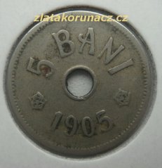 Rumunsko - 5 bani 1905