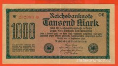 Německo - 1000 mark 15.9.1922 - série W-OE - znak