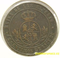 Španělsko - 5 centimos 1867 OM