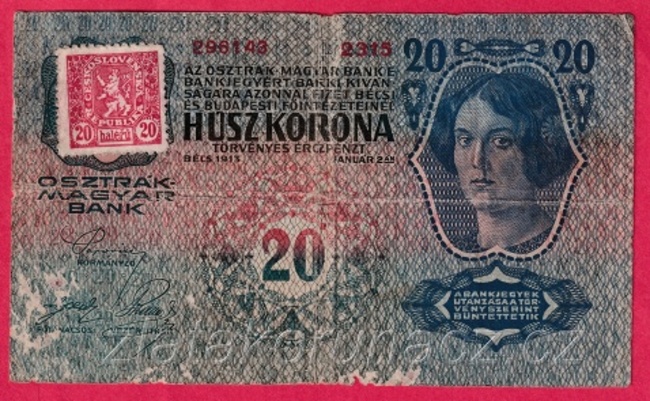 20 K 2.1. 1913 -kolkovaná I.vydání- č. 2315