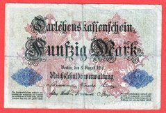 Německo - 50 mark 5.8.1914 - série X -7-m.číslovač