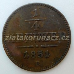 1/4 krejcar 1851 B