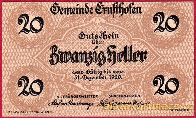 Ernsthofen - 20 haléřů - 1920