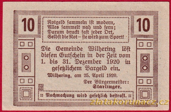 Wilhering - 10 haléřů - 1920