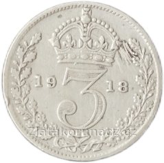 Anglie - 3 pence 1918