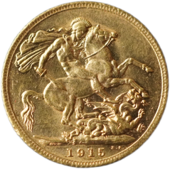 Zlatá mince Anglie - 1 Sovereign 1915