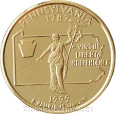 USA - Pennsylvania - 1/4 dollar 1999 P zlacený