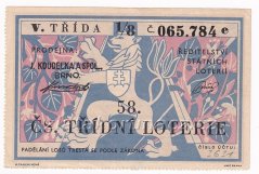 Los - 42 kčs - 58. Československá třídní loterie V. - E r.1948