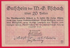 Aschach - 20 haléřů - 1920 - modrá