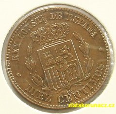 Španělsko - 10 centimos 1877 OM