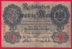 Německo - 20 mark 21.4.1910 - série E