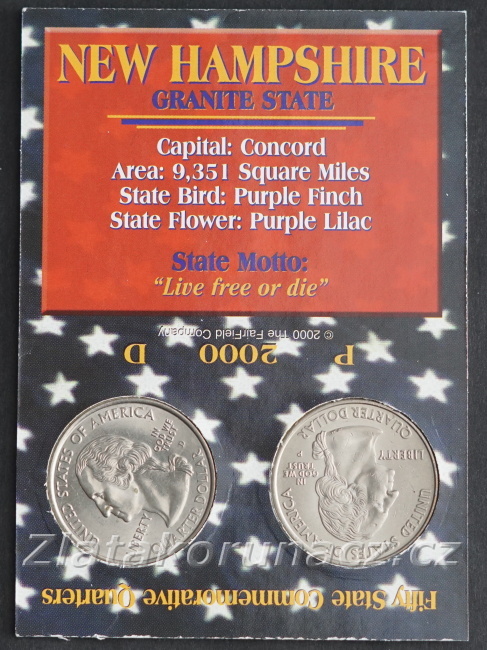 Sada dvou mincí - USA - 1/4 dollar 2000 New Hampshire