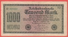 Německo - 1000 mark 15.9.1922 - série D-FZ - 6 m.č.