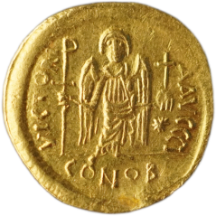 Zlatá antická mince Konstantinopol - Solidus - Justinian I.