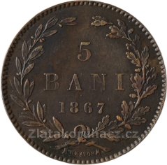 Rumunsko - 5 bani 1867