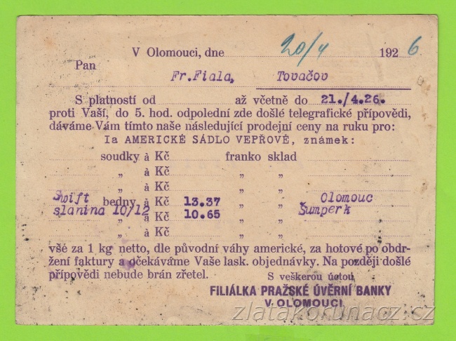 Pražská úvěrní banka v Olomouci