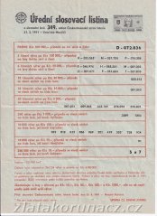 Los - Úřední slosovací listina ČSL 349. - r.1991