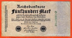 Německo - 500 mark 7.7.1922 - série O - zel.7 m.č.