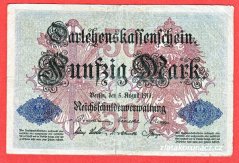 Německo - 50 mark 5.8.1914 - série P-7-m.číslovač