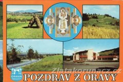 Orava - pozdrav z Oravy - pohled z dálky na vesnice, obchodní dům