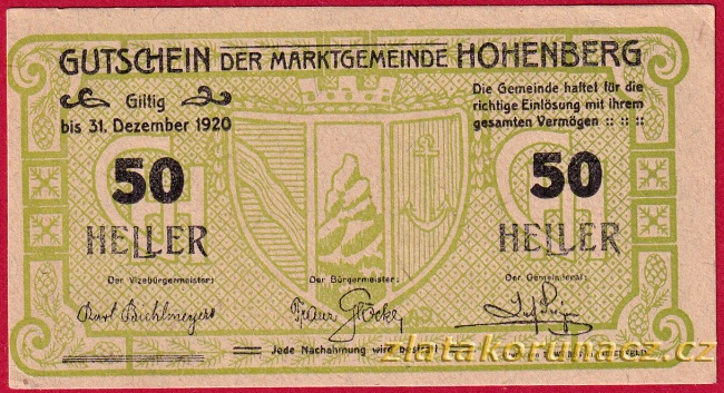 Hohenberg - 50 haléřů - 1920