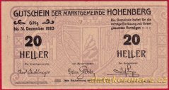 Hohenberg - 20 haléřů - 1920