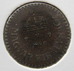 Maďarsko - 2 fillér 1940 BP železo