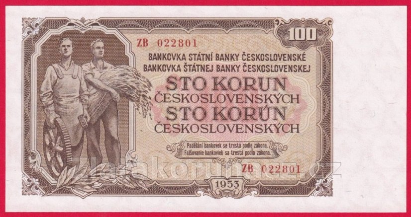 100 Kčs 1953 ZB -ruský číslovač