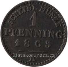 Prusko - 1 pfenning 1865 A