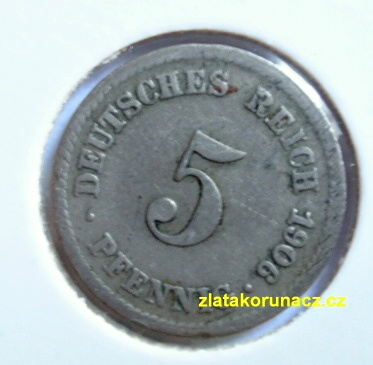 Německo - 5 Reich Pfennig 1906 F