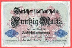 Německo - 50 mark 5.8.1914 - série K -7-m.číslovač